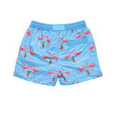 Blue Geo Flamingo Kid's Swim Shorts