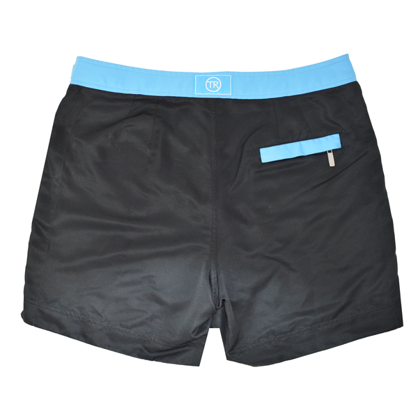 Jet Black George Mid Length Men's Swim Shorts (S ONLY)