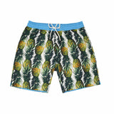 Our 'Montego' shorts showcasing a fruity pineapple design. This 'Bobby' style features our signature Thomas Royall blue waistband with a mid length, relaxed day to night fit.