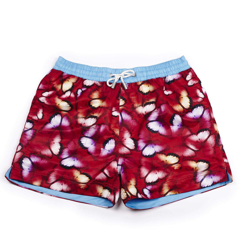 Our colourful 'Bali' shorts featuring a large scattered butterfly design. The 'Luca' fit features our signature Thomas Royall blue waistband with a relaxed day to night fit.