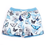 Our signature 'California' kids shorts featuring our iconic butterflies in cooling shades of blue.