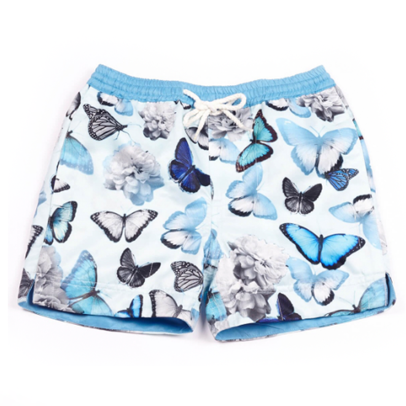 Our signature 'California' kids shorts featuring our iconic butterflies in cooling shades of blue.