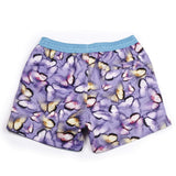 Our lilac 'Emperor' shorts with a scattered butterfly design.
