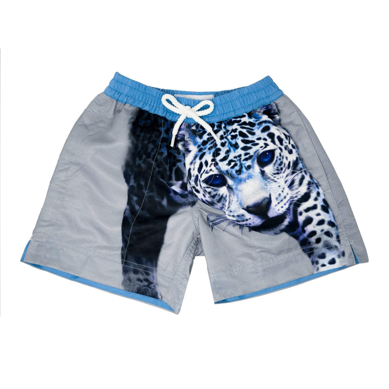 Our statement 'Leopard' kids shorts featuring a striking leopard design.