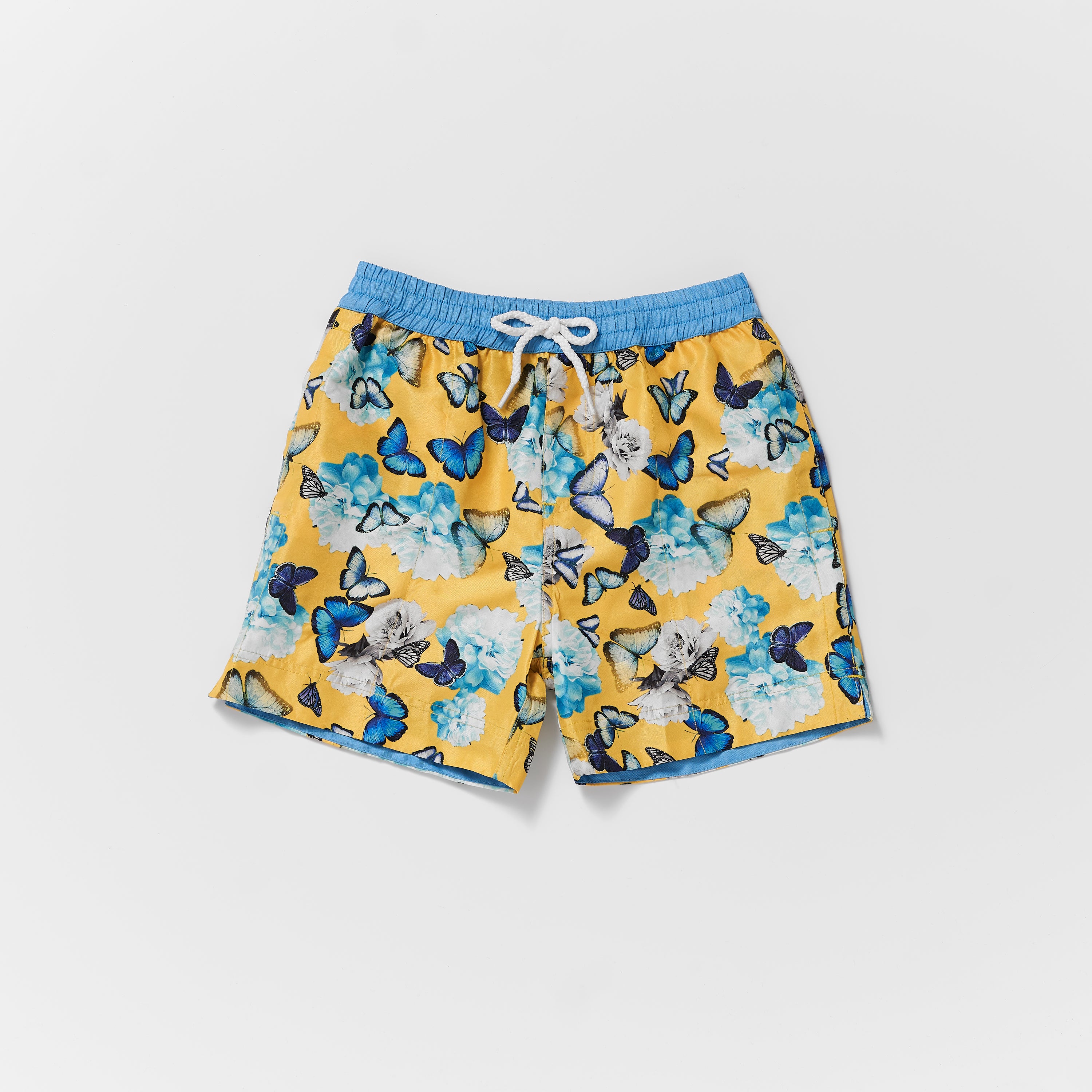 Aqua Butterfly Kid's Swim Shorts | Thomas Royall | Luxury Swimwear