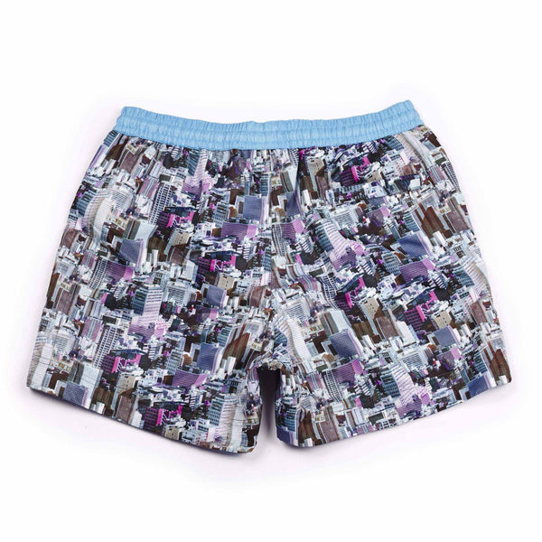 Our photographic 'Metropolitan' shorts featuring a cityscape building design. The 'Luca' fit features our signature Thomas Royall blue waistband with a relaxed day to night fit.