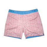 Our geometric 'Queensland' shorts in pink and white. The 'George' fit features our signature Thomas Royall blue waistband with a smart tailored fit.