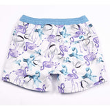 Our 'Thailand' kids shorts featuring a flamingo and butterfly overlay design.