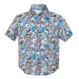 Our sell out 'Tropical' patterned kids shirt showcasing a our signature butterfly design Style this shirt with matching 'Tropical' shorts for both kids and adults.